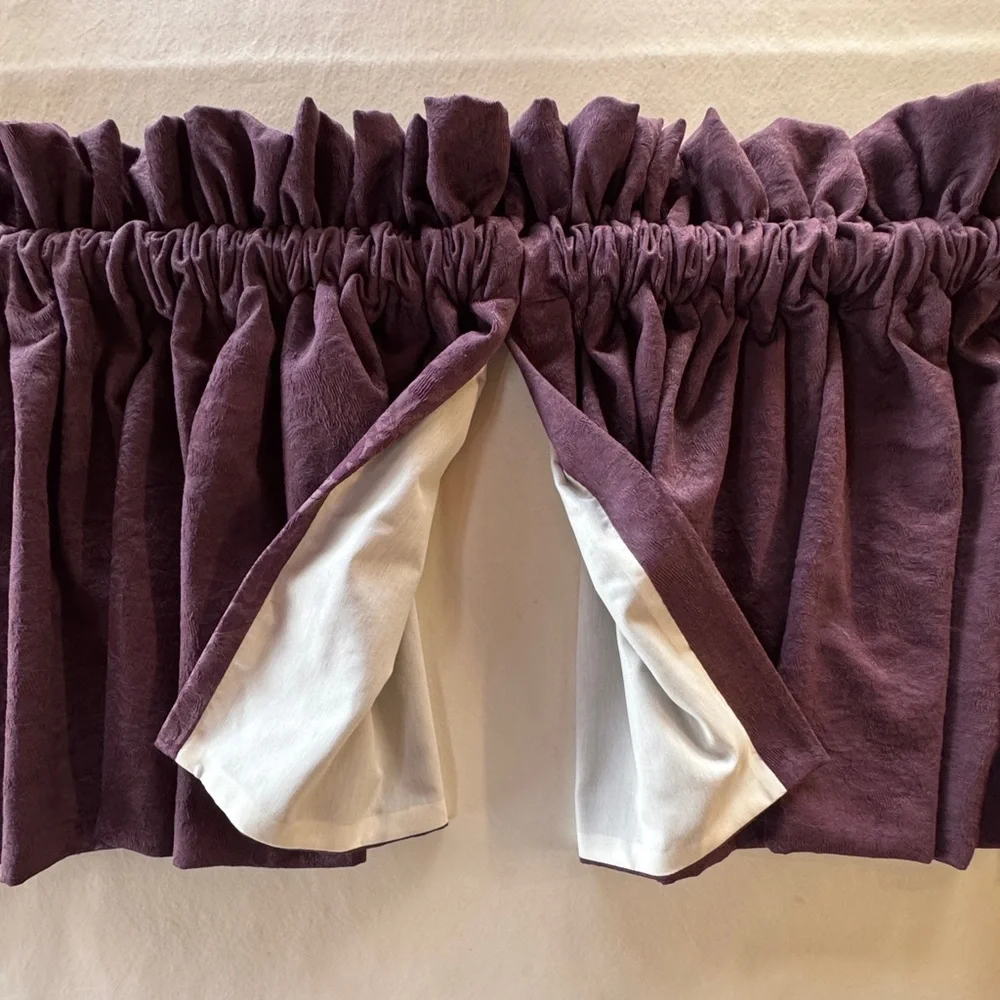 Amethyst Jacquard Brocade Croscill Fabric Curtain Valance (2-piece 53”x22” each)